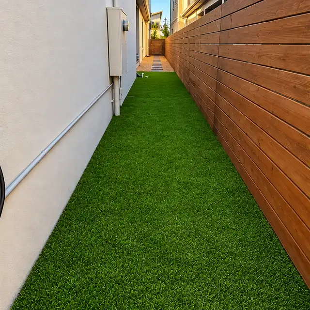 The same strip laid with artificial turf